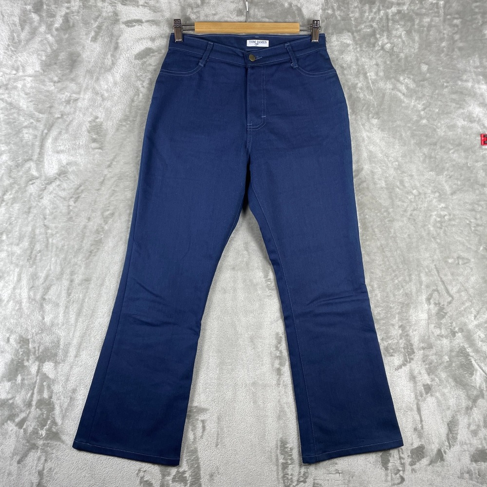 Tom James Blue Delta Pants Mens 28x28 USA Made Custom Denim Bootcut Flare Cori